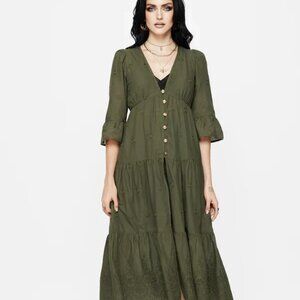 NEW Disturbia Womens Gossamer Tiered Overdress - Green - US 8, Goth Vibe NWT